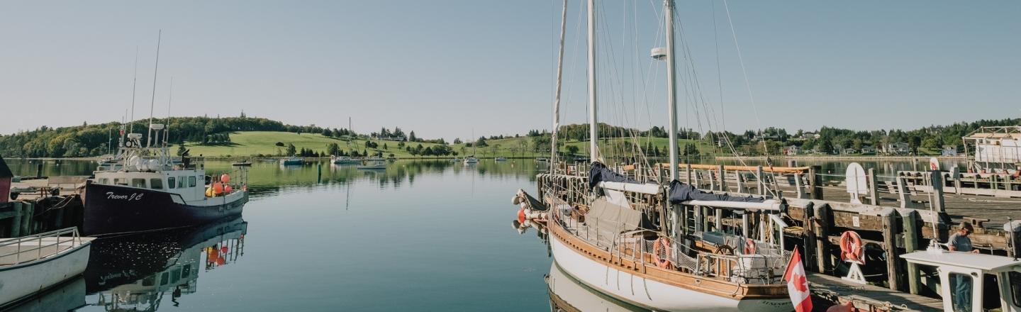 sailboat in harbour in Nova Scotia